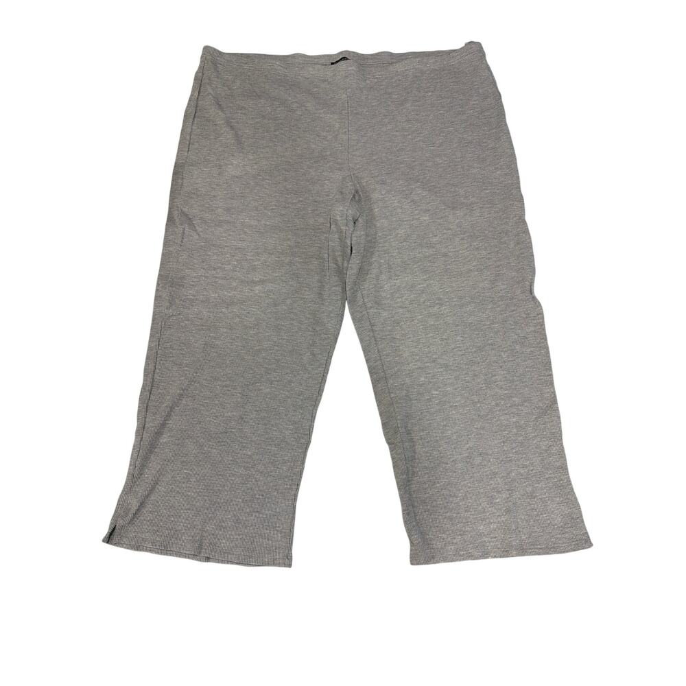 Eileen Fisher Gray Pants Sz L Knit Waffle Thermal Tencel Relaxed Pull On Stretch